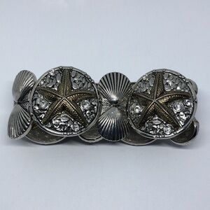 Sea ocean beach clam shell starfish coin stretch metal bracelet boho statement.